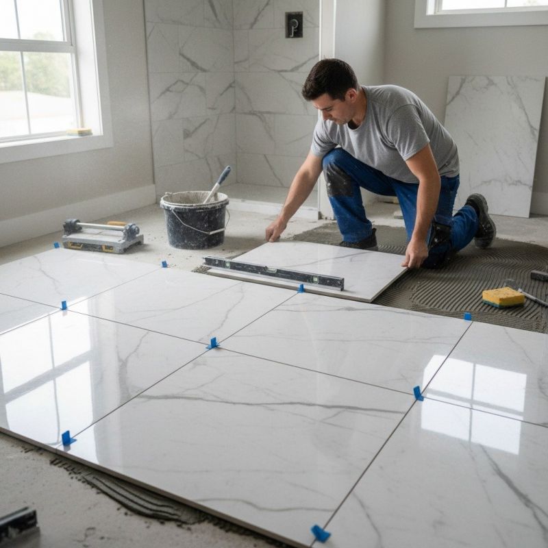 White Marble Tile Installation in Alpharetta, GA