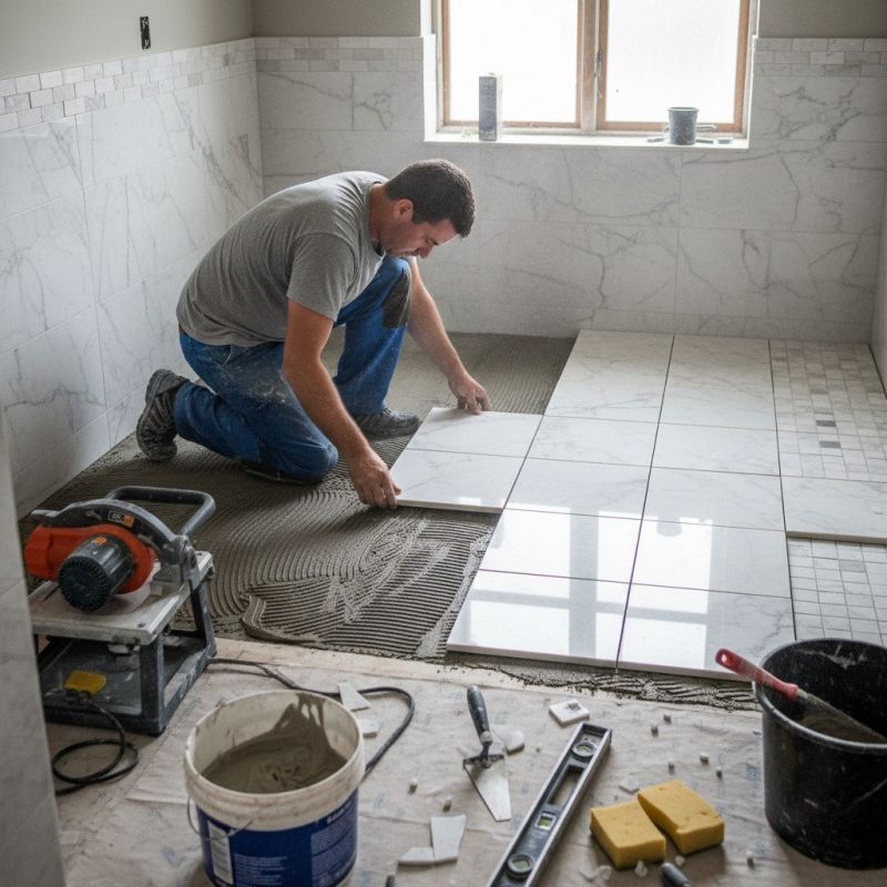 White Marble Tile Installation in Overland Park, KS